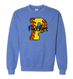 "P" Panthers softball on Heather Sport Royal Blue