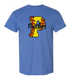 "P" Panthers softball on Heather Sport Royal Blue