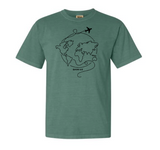 Doodle World Map - Send me, Lord on back shoulder - ADULT SIZES LISTING