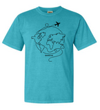 Doodle World Map - Send me, Lord on back shoulder - ADULT SIZES LISTING
