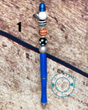 Basketball Themed blue metal beaded pen