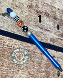 Basketball Themed blue metal beaded pen