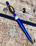 Football themed beaded pen with helmet charm