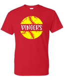 Dingers with distressed split ball - metallic red seams
