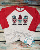 Valentine Gnomes on Next Level baseball tee