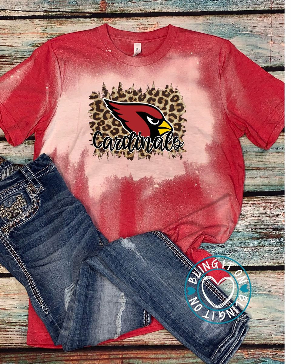 Cardinals - on Bleached Bella soft t-shirt – Bling It On