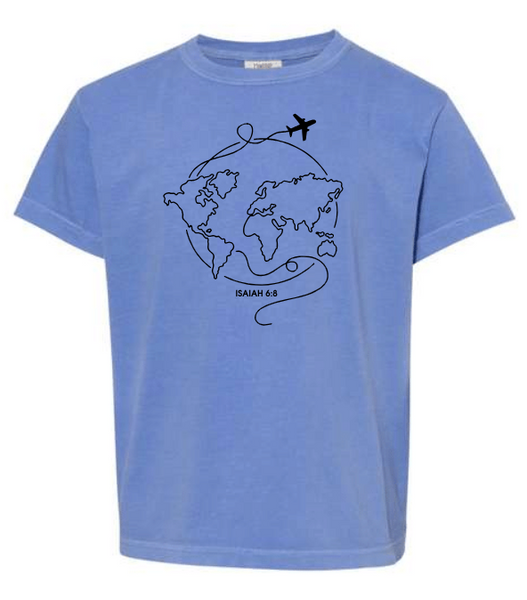 Doodle World Map - Send me, Lord on back shoulder - YOUTH SIZES LISTING