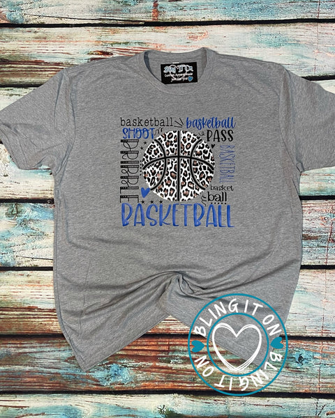 Basketball Typography with leopard print ball