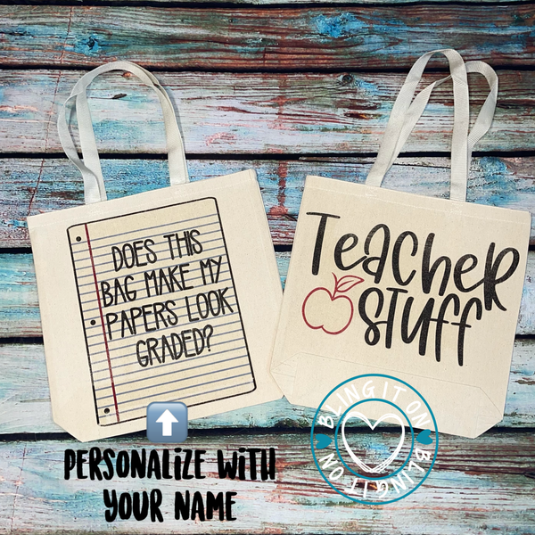 2 Sided Teacher Stuff bag - Personalized