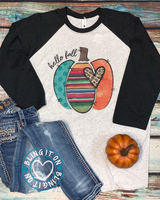 ~Hello Fall~ serape pumpkin on Next Level unisex baseball tee