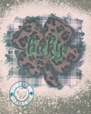 St Patrick's Day bleached Lucky leopard print tee