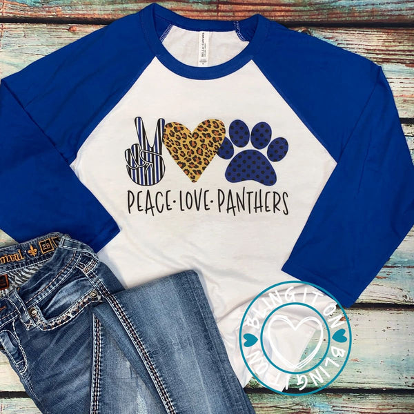 Peace~Love~Panthers Baseball Tee