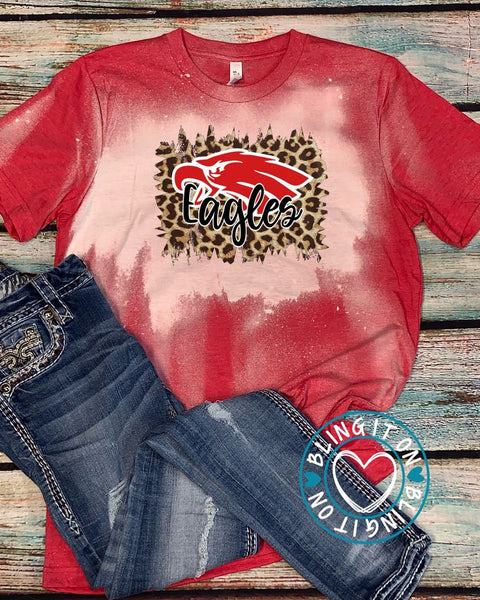 Eagles on red Bleached Bella soft t-shirt